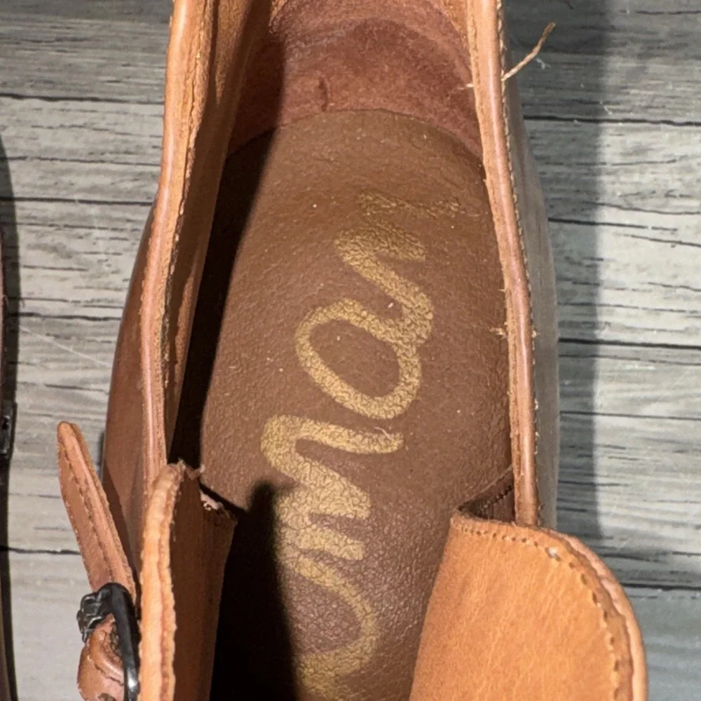 Sam Edelman Palmer Cognac Leather Cutout Ankle Booties Womens 8.5M
